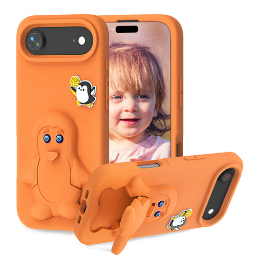 iPhone Air Penguin Baby EVA Shockproof Phone Case with Holder - Orange