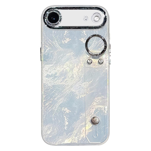 iPhone Air Plating Foil-like Metallic Texture Wristband Holder TPU Phone Case with Lens Film - Silver