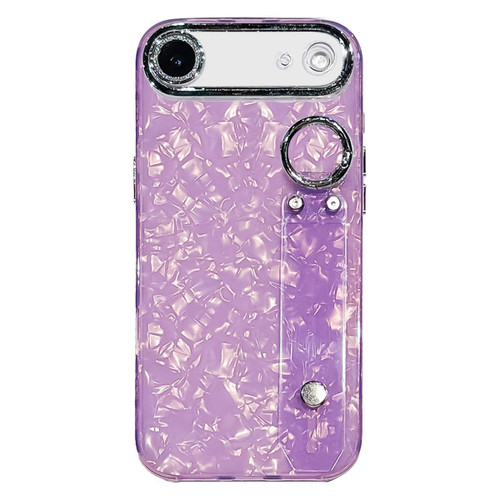 iPhone Air Plating Shell Texture Wristband Holder TPU Phone Case with Lens Film - Purple