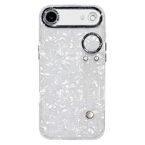 iPhone Air Plating Shell Texture Wristband Holder TPU Phone Case with Lens Film - White
