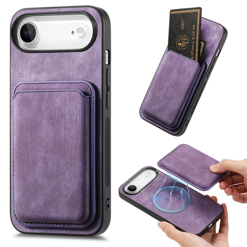 iPhone Air Retro Leather Card Bag Magnetic Phone Case - Purple