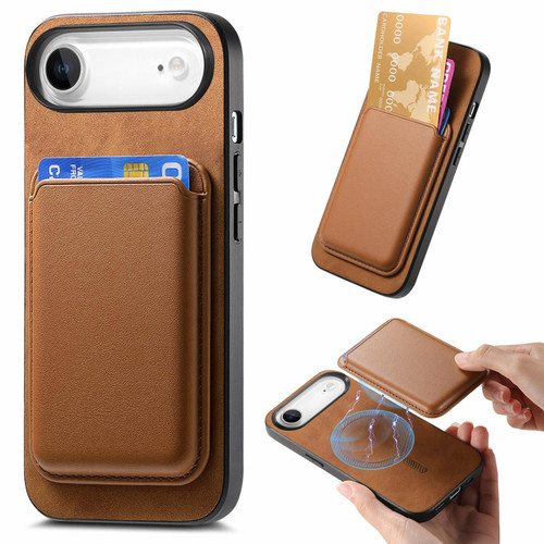 iPhone Air Retro Magsafe Card Bag PU Back Cover Phone Case - Brown