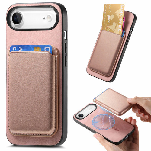 iPhone Air Retro Magsafe Card Bag PU Back Cover Phone Case - Pink