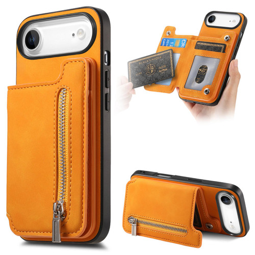 iPhone Air Retro MagSafe Zipper Wallet Card Bag Back Phone Case - Yellow