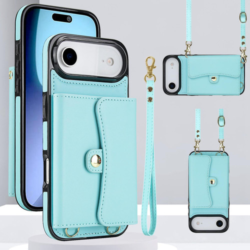 iPhone Air RFID Card Slot Phone Case with Long Lanyard - Mint Green