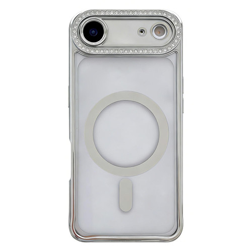 iPhone Air Rhinestone Clear Acrylic Electroplated Magnetic Phone Case - Silver