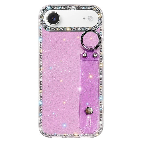iPhone Air Rhinestone Glitter Wristband Holder Phone Case - Glitter Light Purple