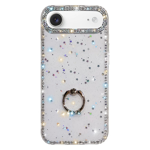 iPhone Air Rhinestone Ring Holder Dual-side IMD PC Hybrid TPU Phone Case - Glitter Stars