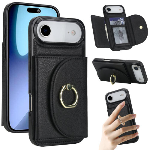 iPhone Air Ring Holder Card Bag Skin Feel Phone Case - Black