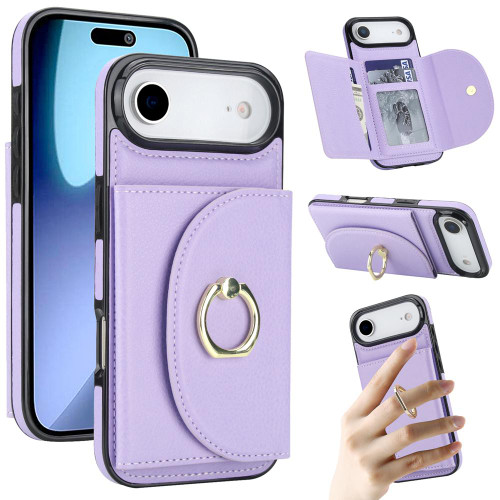 iPhone Air Ring Holder Card Bag Skin Feel Phone Case - Purple