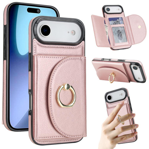 iPhone Air Ring Holder Card Bag Skin Feel Phone Case - Rose Gold