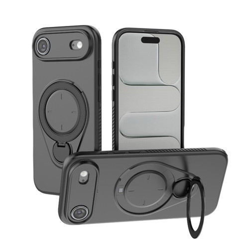 iPhone Air Ring Shield MagSafe TPU Phone Case with 360 Degree Rotating Holder - Black