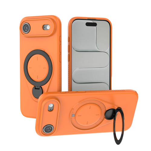 iPhone Air Ring Shield MagSafe TPU Phone Case with 360 Degree Rotating Holder - Orange