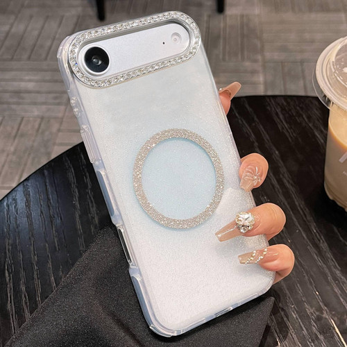 iPhone Air Rounded Edge Semi-transparent Glitter MagSafe Phone Case - Blue