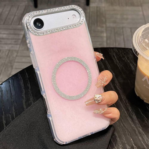 iPhone Air Rounded Edge Semi-transparent Glitter MagSafe Phone Case - Pink