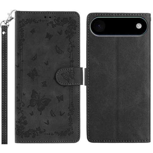 iPhone Air Secret Garden Butterfly Pattern Leather Phone Case - Black