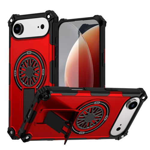 iPhone Air Shockproof Kickstand Metallic Shaft MagSafe Phone Case - Red