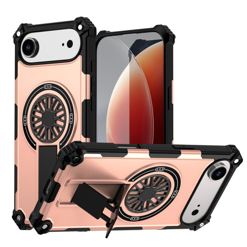 iPhone Air Shockproof Kickstand Metallic Shaft MagSafe Phone Case - Rose Gold