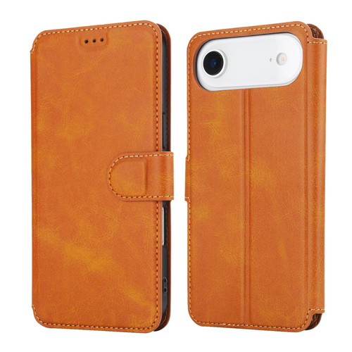 iPhone Air Shockproof PU + TPU Leather Phone Case - Light Brown