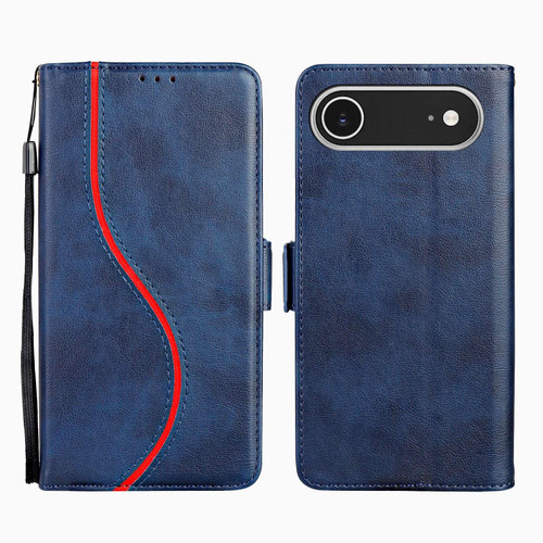 iPhone Air Side Buckle S Curve Leather Phone Case - Blue