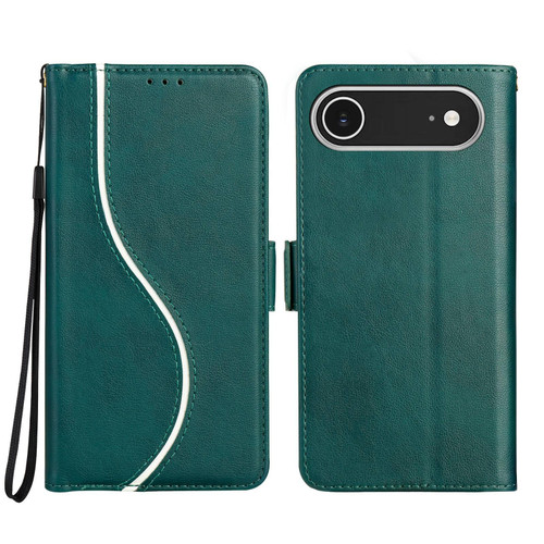 iPhone Air Side Buckle S Curve Leather Phone Case - Green