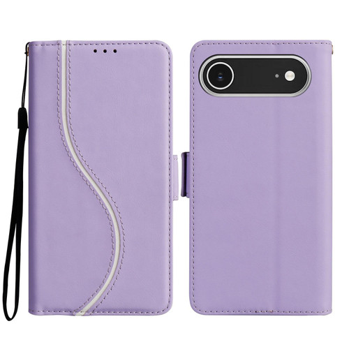 iPhone Air Side Buckle S Curve Leather Phone Case - Purple