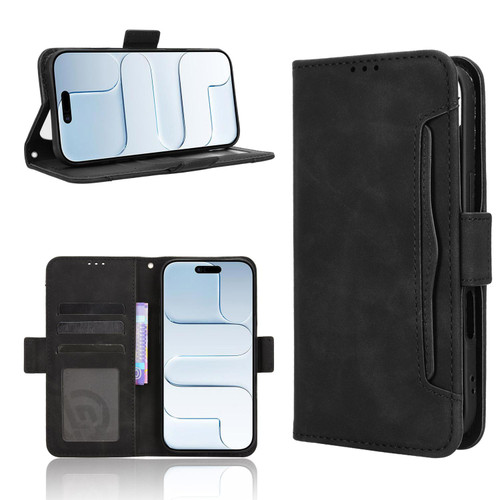 iPhone Air Skin Feel Calf Texture Card Slots Leather Phone Case - Black