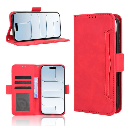 iPhone Air Skin Feel Calf Texture Card Slots Leather Phone Case - Red