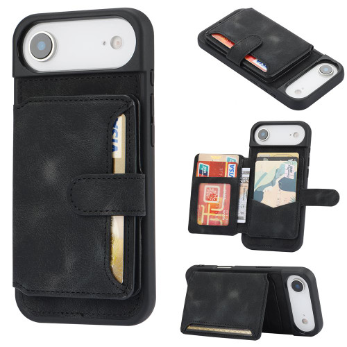 iPhone Air Skin Feel Dream RFID Anti-theft PU Card Bag Phone Case - Black