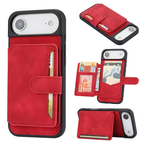 iPhone Air Skin Feel Dream RFID Anti-theft PU Card Bag Phone Case - Red