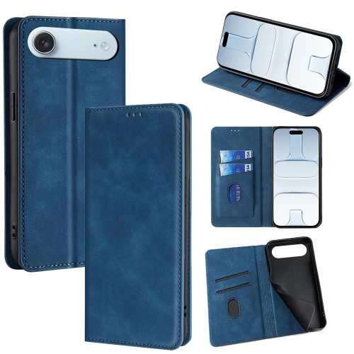 iPhone Air Skin Feel Magnetic Leather Phone Case - Blue
