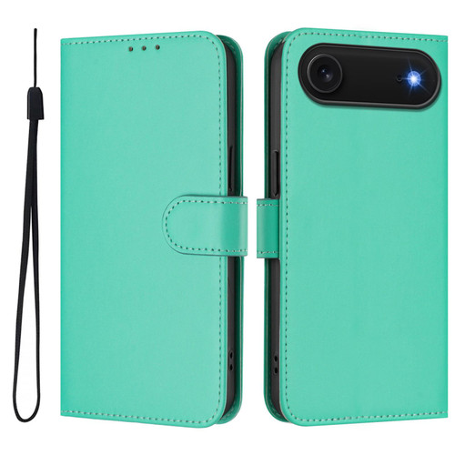 iPhone Air Skin Feel Solid Color Leather Phone Case with Lanyard - Green