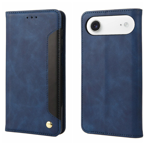 iPhone Air Skin Feel Splicing Leather Phone Case - Blue