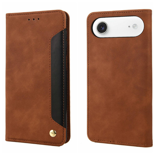 iPhone Air Skin Feel Splicing Leather Phone Case - Brown