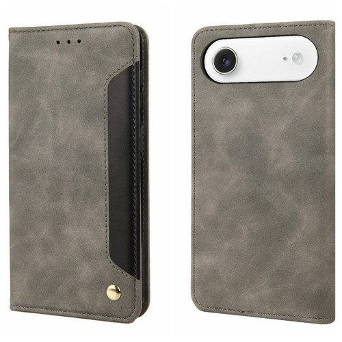 iPhone Air Skin Feel Splicing Leather Phone Case - Grey