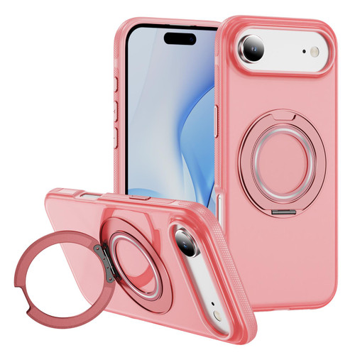 iPhone Air Skin Feel Translucent PC Gear Holder C MagSafe Phone Case - Bright Pink + Pink