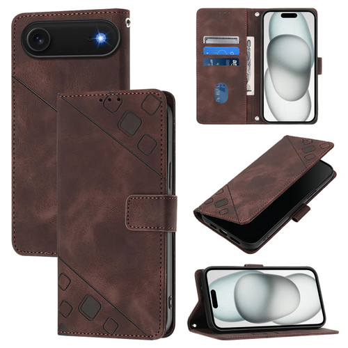 iPhone Air Skin-feel Embossed Leather Phone Case - Brown