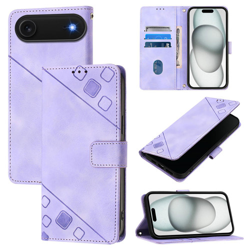 iPhone Air Skin-feel Embossed Leather Phone Case - Light Purple