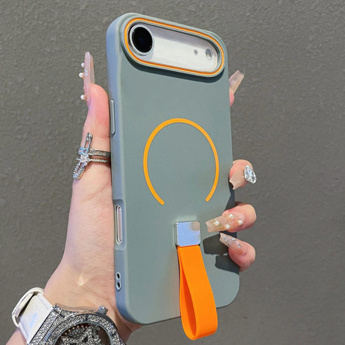 iPhone Air Skin-feel Magnetic TPU Phone Case with Silicone Strap - Grey