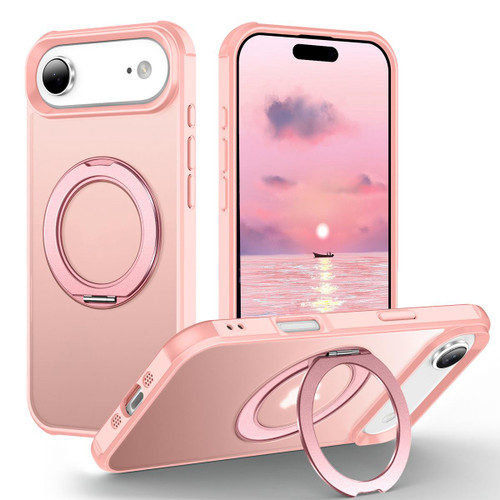 iPhone Air Skin-Feel Rotary Damping Bracket MagSafe Phone Case - Pink