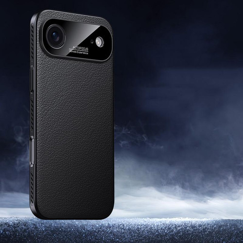 iPhone Air Soft Armor Cooling Plain Leather Hybrid PC Phone Case - Black