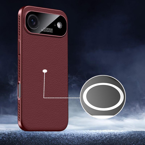 iPhone Air Soft Armor MagSafe Cooling Plain Leather Hybrid PC Phone Case - Red