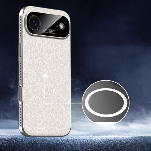 iPhone Air Soft Armor MagSafe Cooling Plain Leather Hybrid PC Phone Case - White