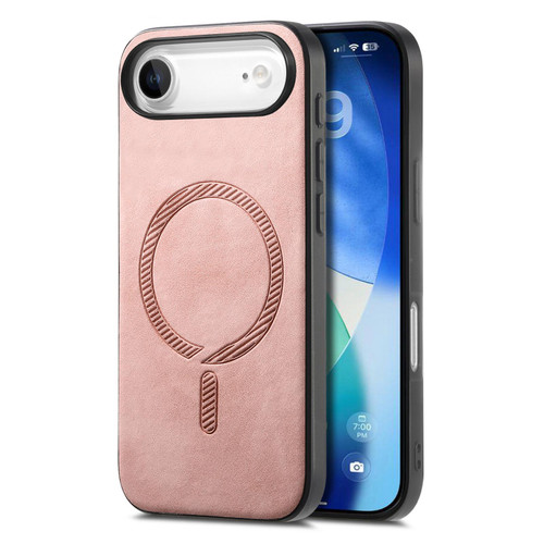iPhone Air Solid Color Retro Magsafe PU Back Cover Phone Case - Pink