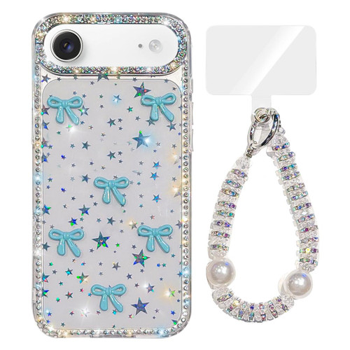 iPhone Air Sparkling IMD Colorful Bow Phone Case with Bracelet - Star Transparent