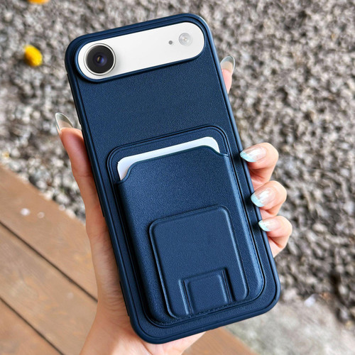 iPhone Air Square Folding Card Bag Holder Phone Case - Dark Blue