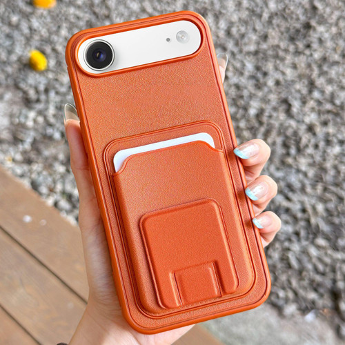 iPhone Air Square Folding Card Bag Holder Phone Case - Orange