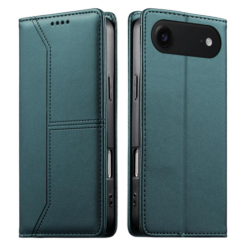 iPhone Air Stitched Line Magnetic RFID Vegan Leather Phone Case - Green