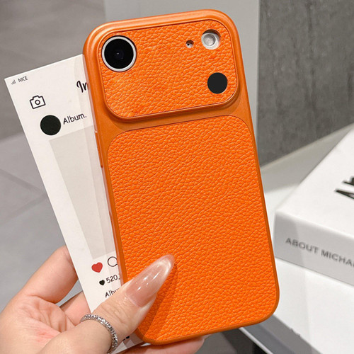 iPhone Air Transforms Into 17 Series Large Window Frosted Lychee Texture Phone Case - Orange