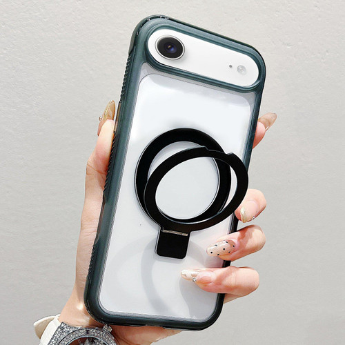iPhone Air Translucent Edge Transparency Metal Holder MagSafe Phone Case - Black